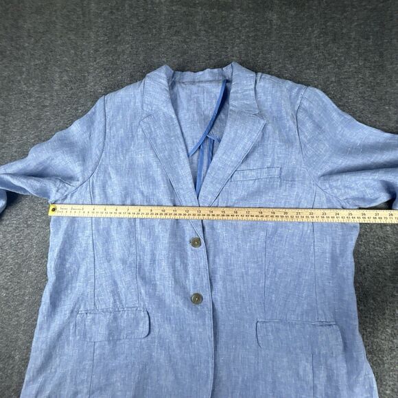 Land's End Blazer Women's Sz 2X 20W Blue 100% Linen 2-Button Summer Sport Coat - Picture 7 of 8